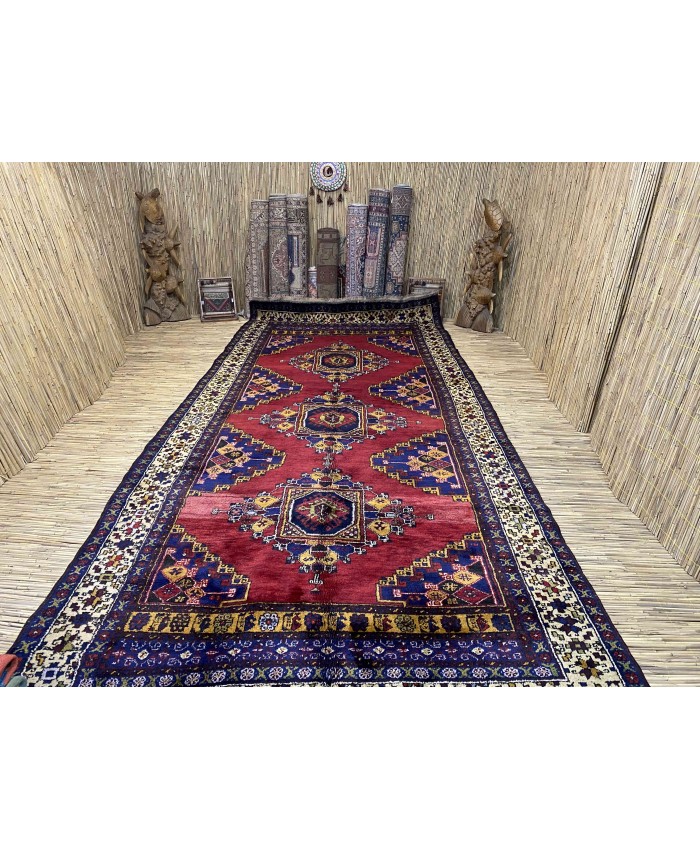 Handmade Turkish Central Anatolian Nomadic Big Runner Original Wool on Wool Carpet – FREE SHIPPING..!